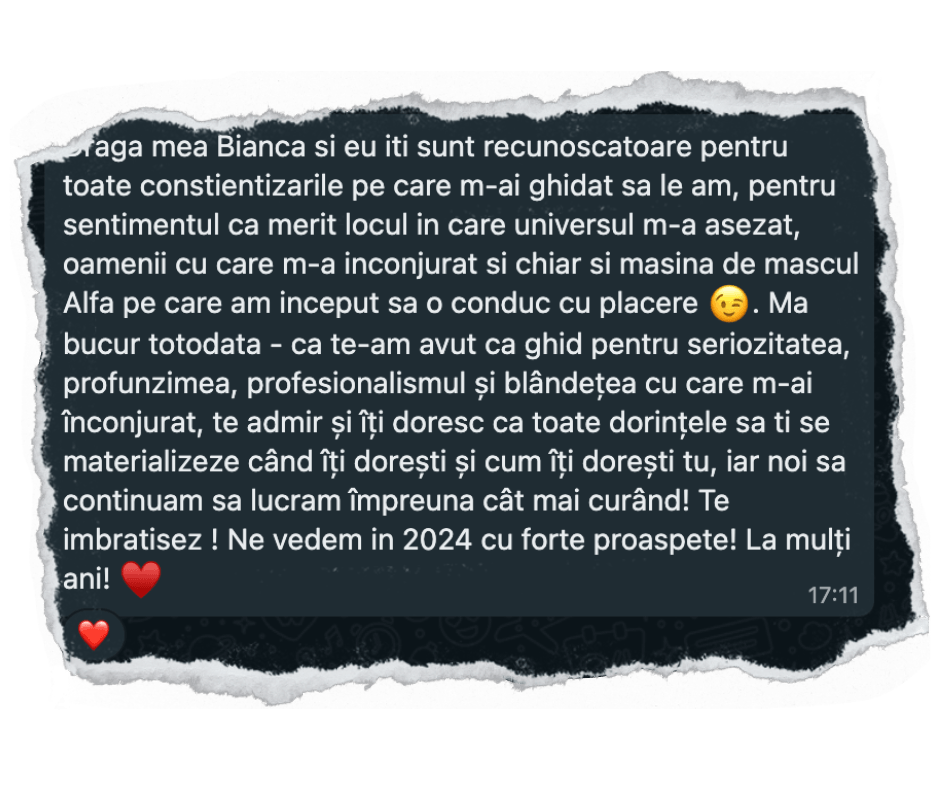 ANDREEA B testimoniale coaching bianca ionel legile universale